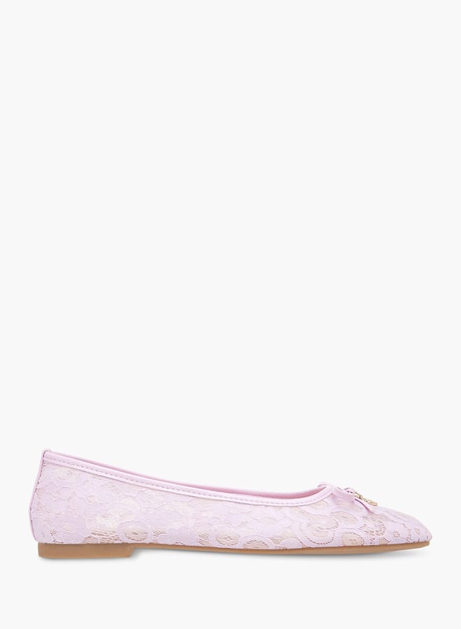 Celeste Womens Textured Bow Accent Slip-On Ballerina Shoes  - Image 3