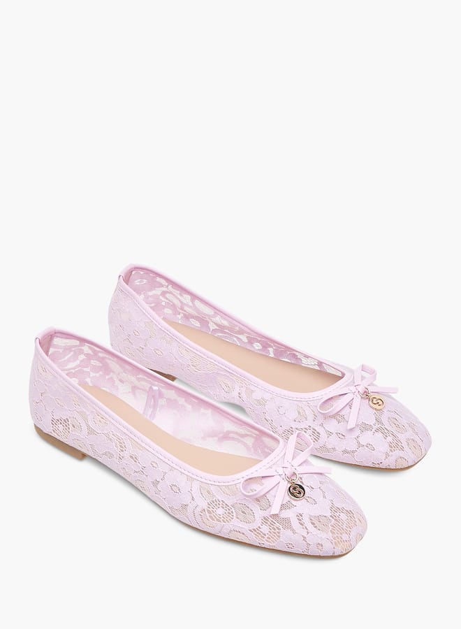 Celeste Womens Textured Bow Accent Slip-On Ballerina Shoes  - Image 2
