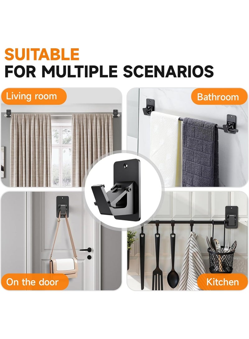 Universal Curtain Rod Holders, No Drill Curtain Rod Brackets, Self 3M Adhesive Curtain Rod Brackets Up to 30 LB, Nail Free Curtain Rod Hooks for Bathroom, Bedroom, Livingroom, Kitchen (2PC, Black) - Image 5