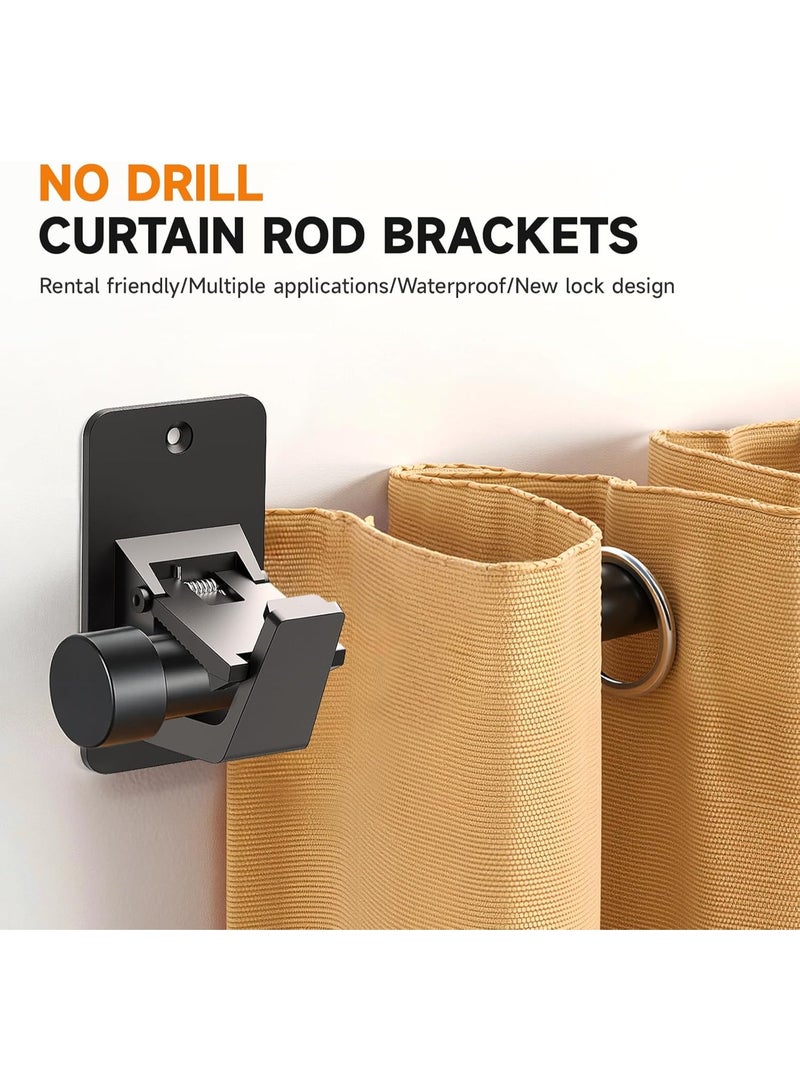 Universal Curtain Rod Holders, No Drill Curtain Rod Brackets, Self 3M Adhesive Curtain Rod Brackets Up to 30 LB, Nail Free Curtain Rod Hooks for Bathroom, Bedroom, Livingroom, Kitchen (2PC, Black) - Image 3
