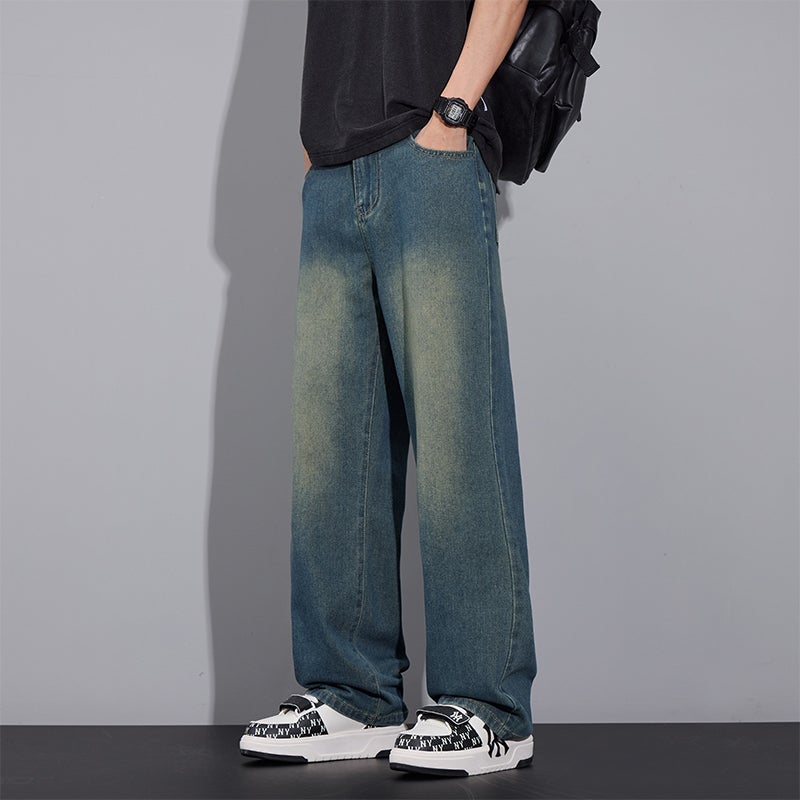 Casual Jeans For Boys American Fashion Brand 2025 Spring And Autum New Straight Loose Retro Wide-Leg Long Pants For Men - Image 1