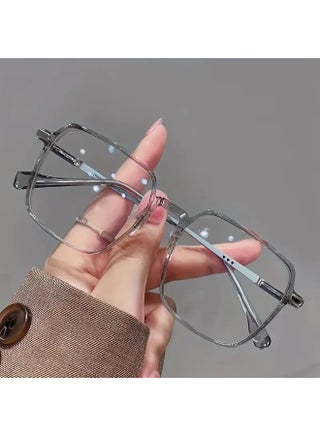 Women’s Oversized High-End Blue Light Blocking Glasses – Fashionable Large Frame Design, Face-Slimming Effect, Stylish Clear Lens Glasses (Includes Eyeglass Case) - view 4
