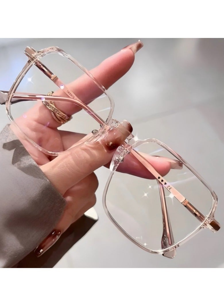 سينت هاوس نظارات نسائية فاخرة مضادة للضوء الأزرق بإطار كبير – تصميم عصري بإطار واسع يمنح مظهراً نحيفاً للوجه وعدسات شفافة أنيقة (تشمل علبة النظارات) - Image 1