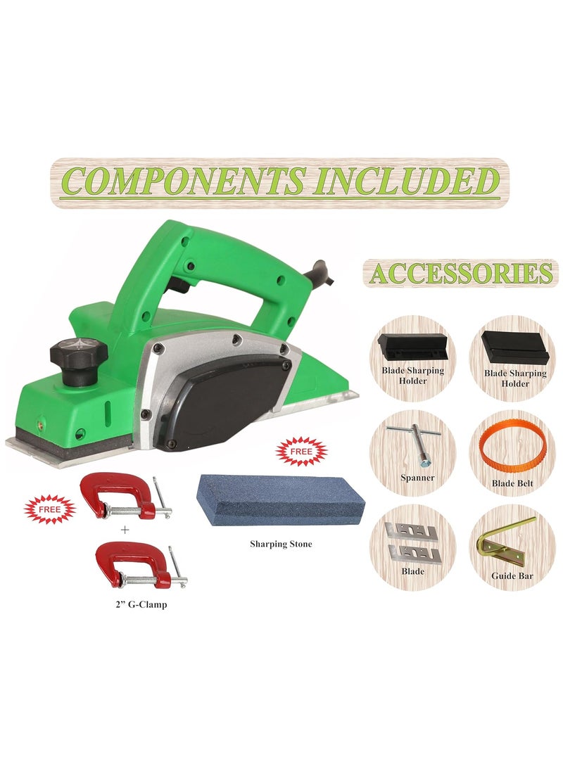 Digital Craft Digital Craft Wood Planer 1400W Machine of Carpentry HighPower MultiFunction Electric Planer Professional Woodworking Machine 82mm Electric Planer Machine2 G ClampSharpening Stone  - Image 2