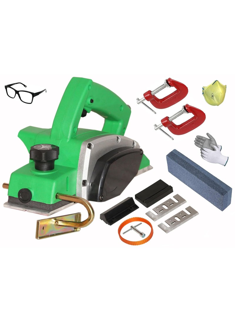 Digital Craft Digital Craft Wood Planer 1400W Machine of Carpentry HighPower MultiFunction Electric Planer Professional Woodworking Machine 82mm Electric Planer Machine2 G ClampSharpening Stone  - Image 1