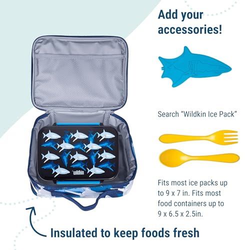 Wildkin Kids Insulated Lunch Box, Keeps Food Hot or Cold, BPA-Free with Mesh Pockets & Easy-Clean Lining – Ideal for School, Travel & Daycare – Sharks - Image 5