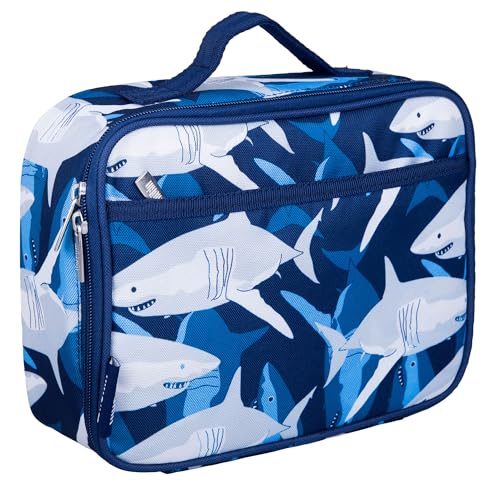 Wildkin Kids Insulated Lunch Box, Keeps Food Hot or Cold, BPA-Free with Mesh Pockets & Easy-Clean Lining – Ideal for School, Travel & Daycare – Sharks - Image 1