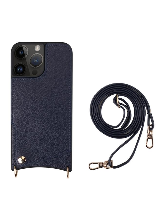 S-TOP Case For iPhone 14 Pro Fish Tail Card Slot PU + TPU Phone Case with Long Lanyard - Image 1
