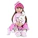 iCradle Angelbaby Adorable Reborn Toddler Doll Soft Body Real Life Long Hair Princess Hair 24inch Handmade Silicone Reborn Baby Doll Sets and Doll Clothes Pink 2006 - Image 4