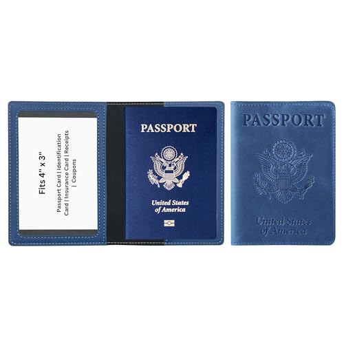 Ciana Passport Holder for Travel – PU Leather Passport Cover and Card Holder for Men & Women – Slim Passport Holder with Card Protector Slot, Travel Must Haves (Light Blue) - Image 2