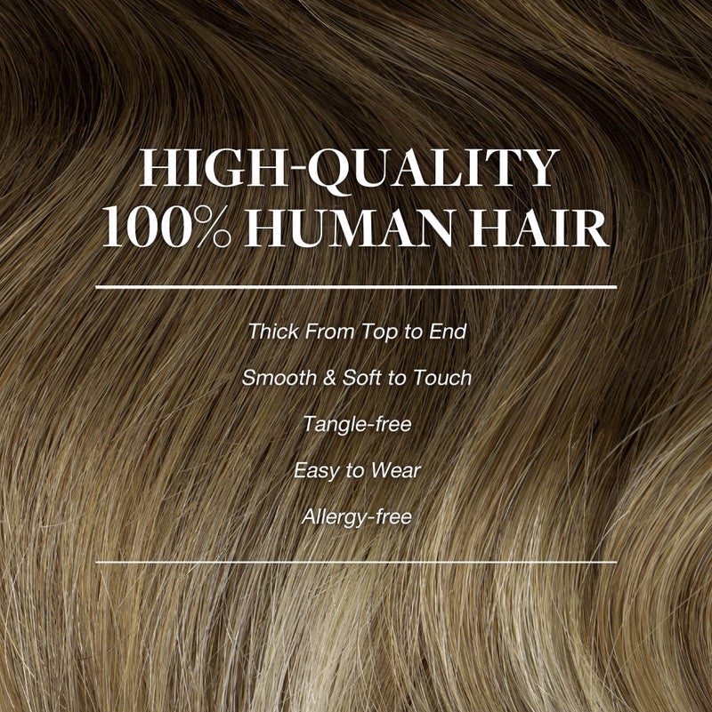 Goo-Goo GOO GOO Clip in Hair Extensions Real Human Hair, Remy Human Hair Extensions Clip ins for Women, Natural Human Hair, 14inch 120g 7Pcs, 3/8/613 Balayage Walnut Brown to Ash Brown and Bleach Blonde - Image 4