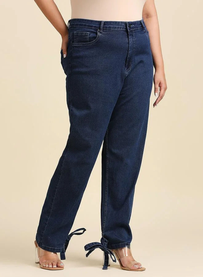 HIGH STAR HIGH STAR Plus High Rise Stretchable Jeans with Tie Detail