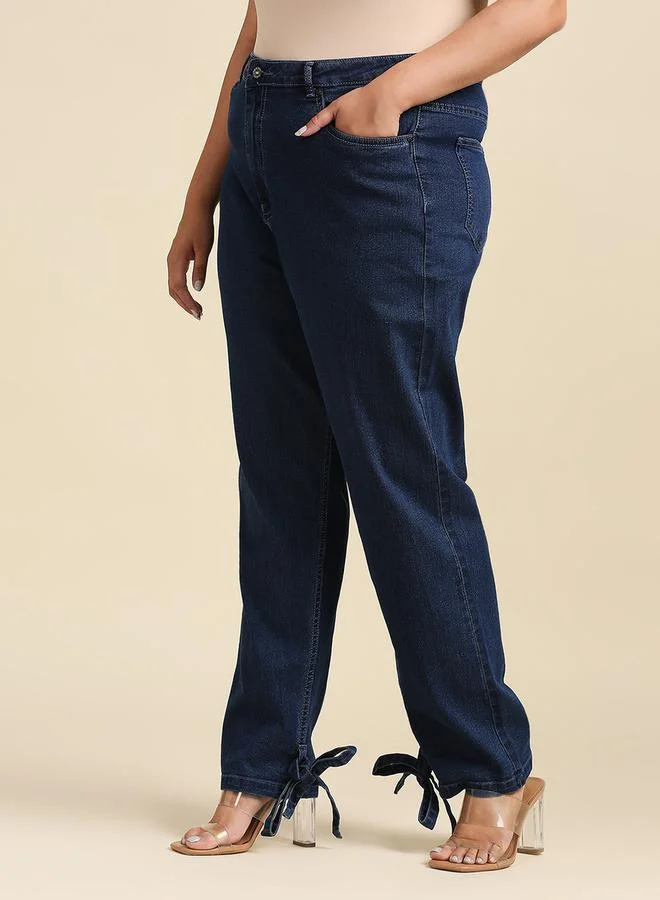 HIGH STAR HIGH STAR Plus High Rise Stretchable Jeans with Tie Detail