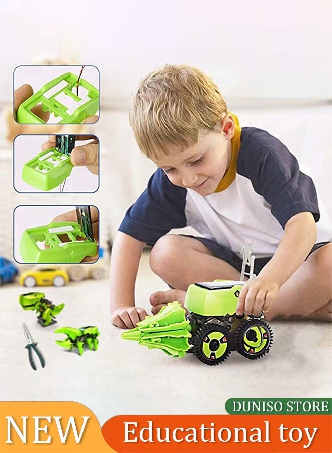 4-in-1 Solar Robot DIY Assemble Educational Dinosaur 3D Moving Model Building Kit Tyrannosaurus Rex Robot Build your own Robotic for Kids 8-14 years - Image 1