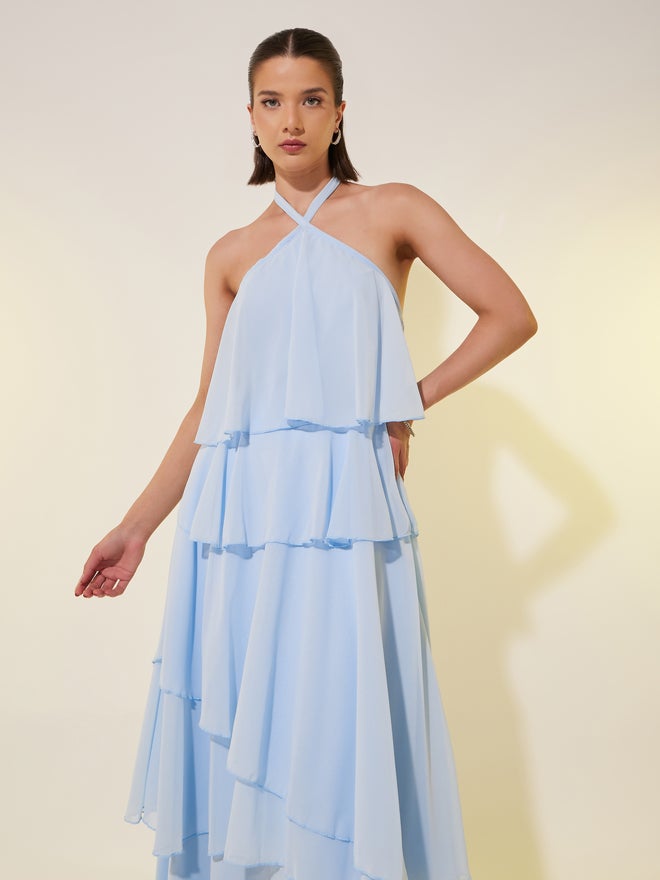 Take Two Sleeveless Halter Neck Tiered Maxi Dress - Image 3