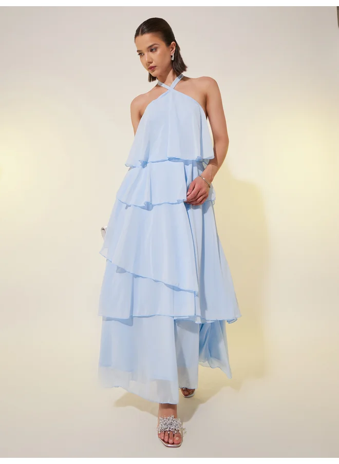 Take Two Take Two Sleeveless Halter Neck Tiered Maxi Dress