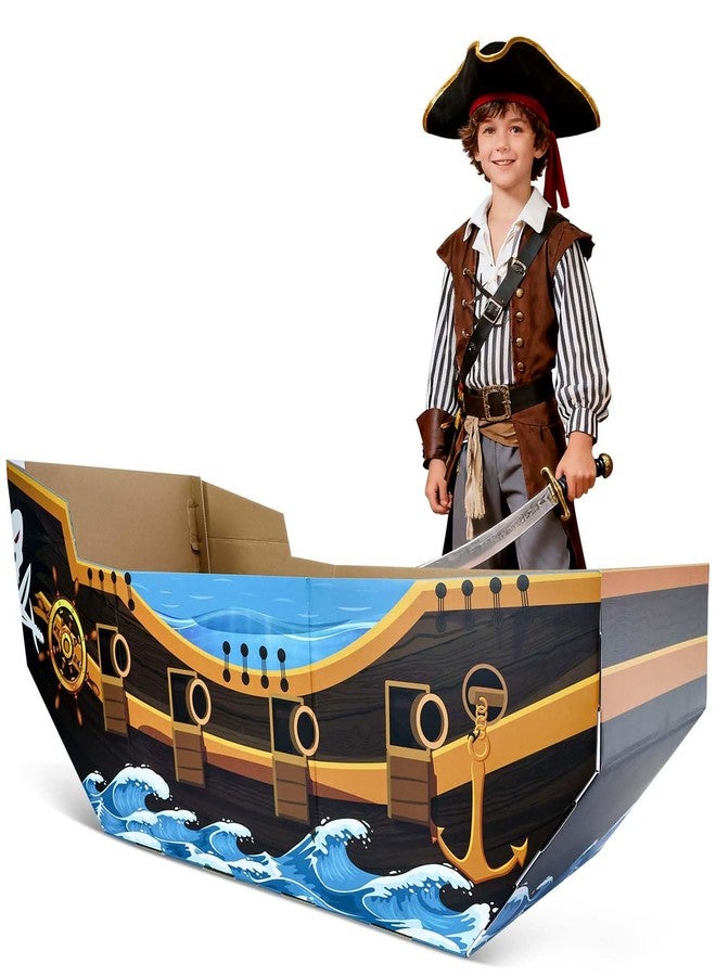 MUNILAIL Cardboard Pirate Ship Cutout Large Pirate Boat Playhouse for Kids Birthday Baby Shower Halloween Pirates Themed Party Decorations - Image 1