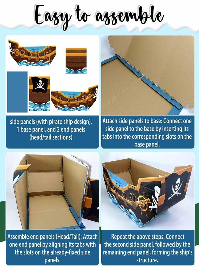 MUNILAIL Cardboard Pirate Ship Cutout Large Pirate Boat Playhouse for Kids Birthday Baby Shower Halloween Pirates Themed Party Decorations - Image 4