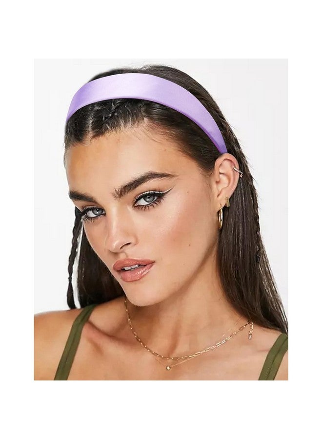 Velscrun Elscrun Headbands For Women Girls 1.6 Inch Purple Satin Wide Headband Head Bands For Womens Hair Solid Simple Fashion Hair Bands Cosplay Halloween Hair Accessories Gifts For Mothers Sisters - Image 3