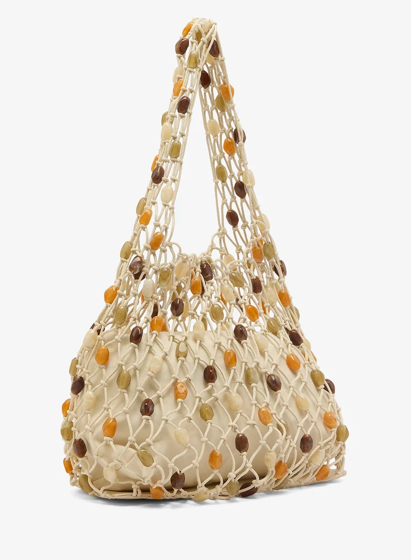 GLAMOROUS Crochet Beaded Shoulder Bag