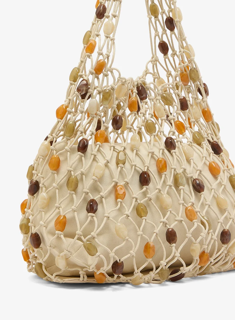 GLAMOROUS Crochet Beaded Shoulder Bag