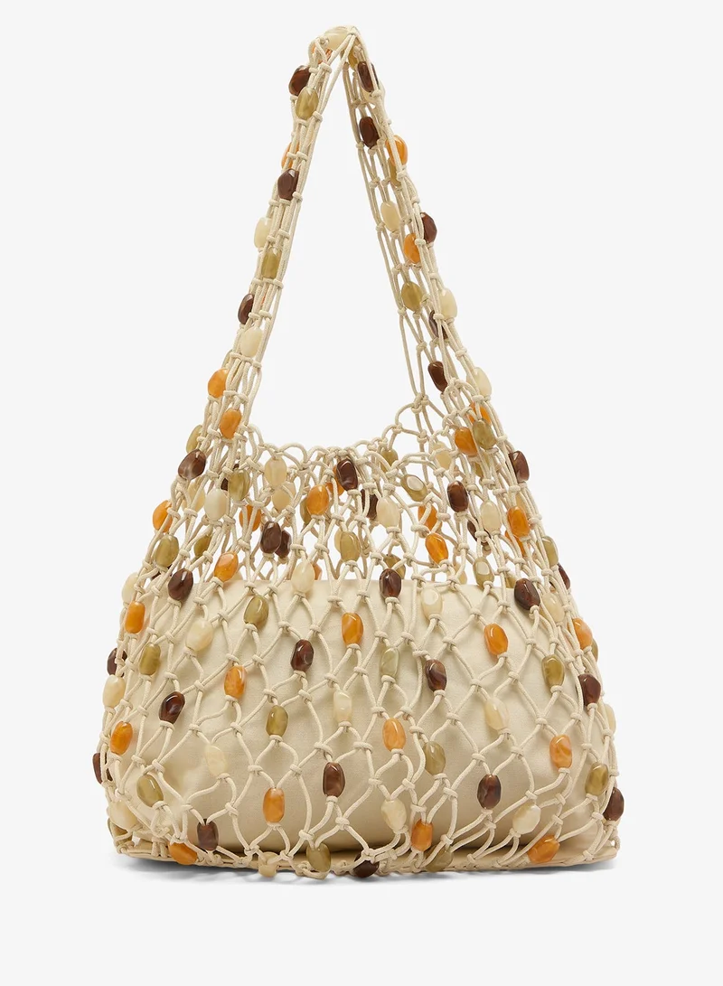 GLAMOROUS Crochet Beaded Shoulder Bag