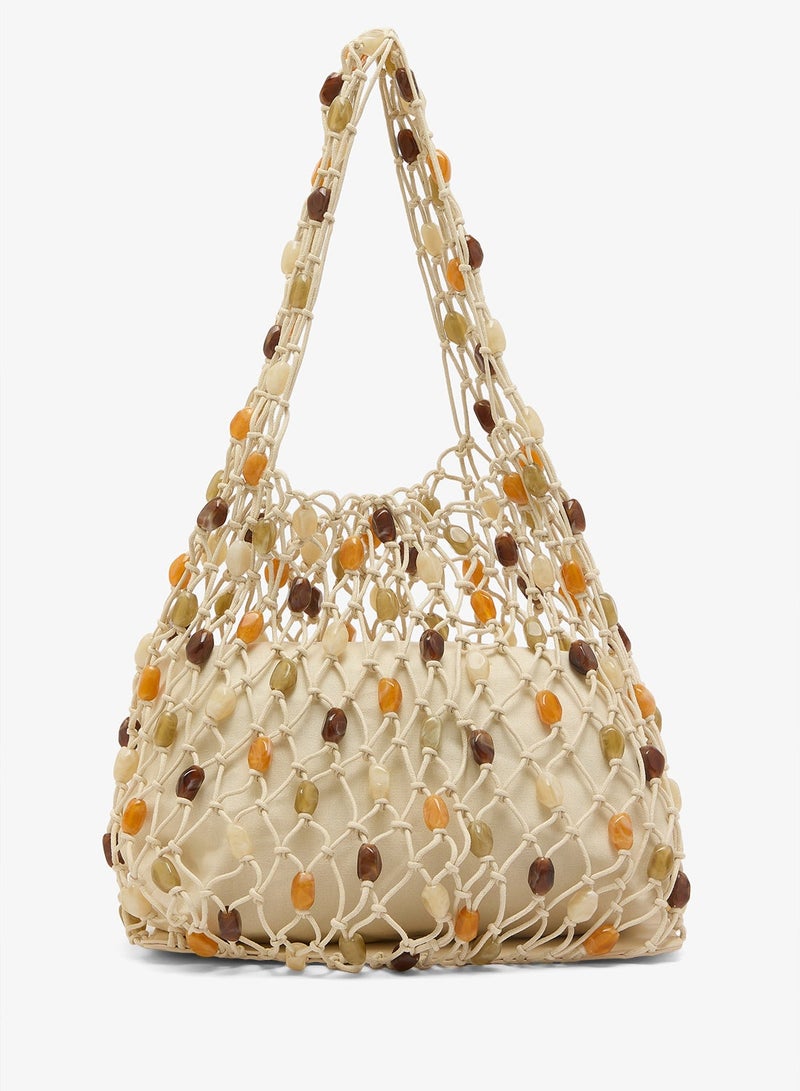 GLAMOROUS Crochet Beaded Shoulder Bag - Image 2