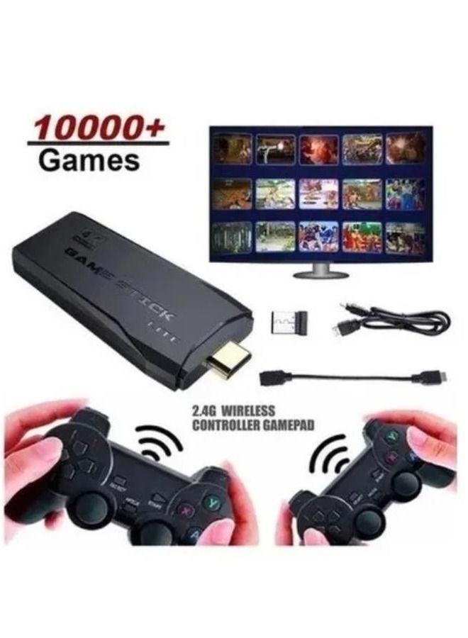 4K HD video game console, dual 2.4G wireless controllers, plug-and-play video game stick, built-in 10,000 games, retro handheld game console  - Image 1
