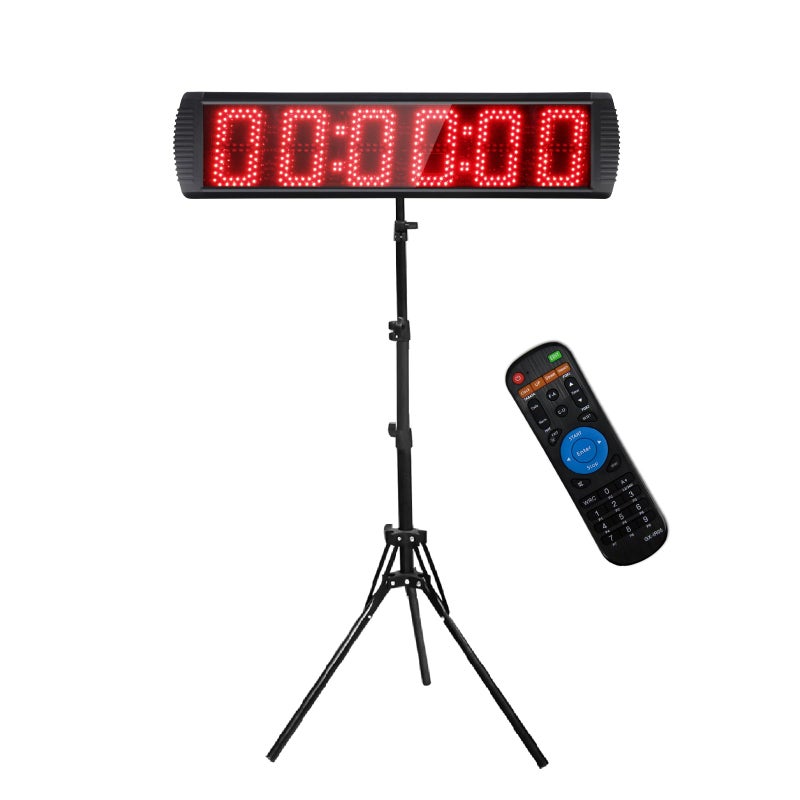 ساعة سباق LED محمولة 5 بوصة عالية 6 أرقام مع حامل ثلاثي للأحداث الرياضية عد تنازلي مؤقت سباق رقمي ساعة 1224 ساعة ساعة توقيت LED بالتحكم عن بعد