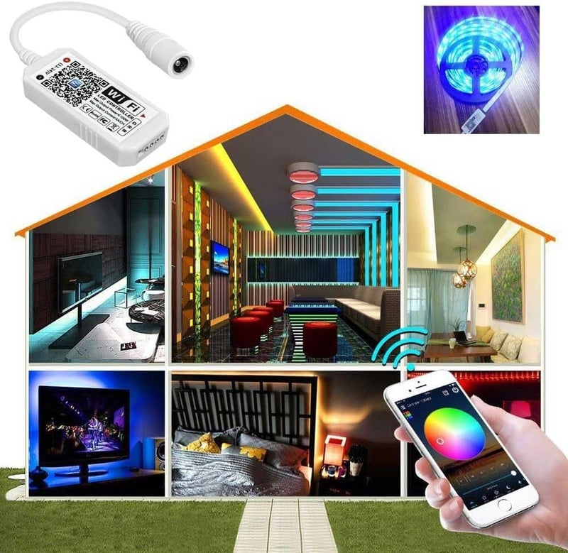 Aubric 3 Pack Smart WiFi LED Controllers, RGB Led Strip Lights Wireless Control, Compatible with Alexa & Google Home & IFTTT, Free Magic Home App Control for Home Decoration TV Background Stair LED Lights - Image 3