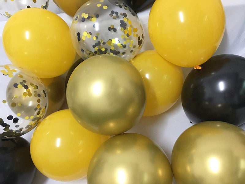 Lazybeee 50Pcs Black Yellow Gold Balloons - Bee Day Party Balloons for Birthday Graduation Decorations - Image 4