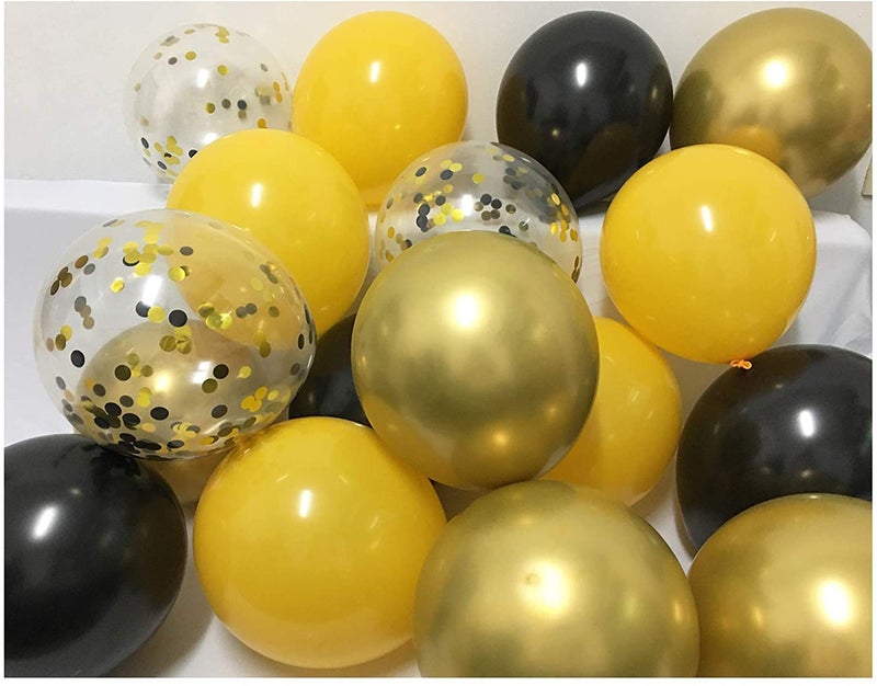 Lazybeee 50Pcs Black Yellow Gold Balloons - Bee Day Party Balloons for Birthday Graduation Decorations - Image 1