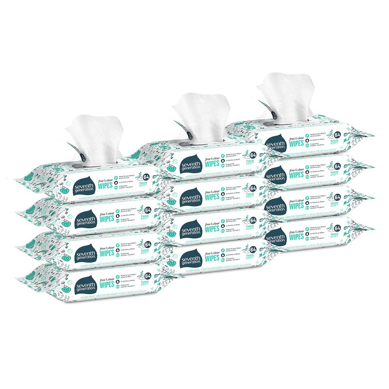 Seventh Generation Baby Wipes, 768 count, Made for Sensitive Skin, Refill with Tape Seal, 64 Count (Pack of 12) - Image 1