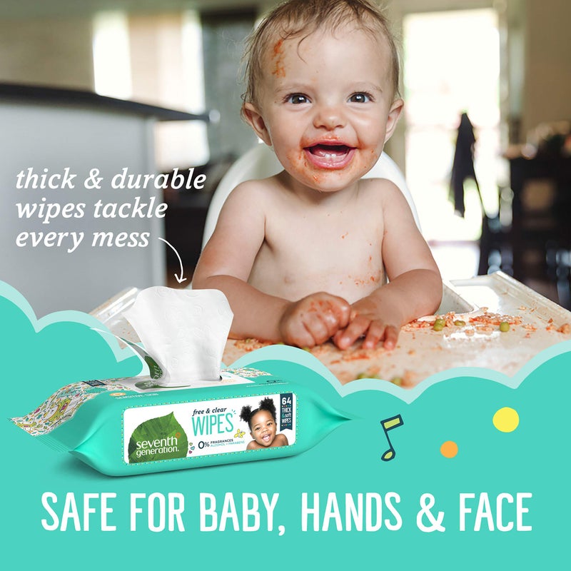 Seventh Generation Baby Wipes, 768 count, Made for Sensitive Skin, Refill with Tape Seal, 64 Count (Pack of 12) - Image 5