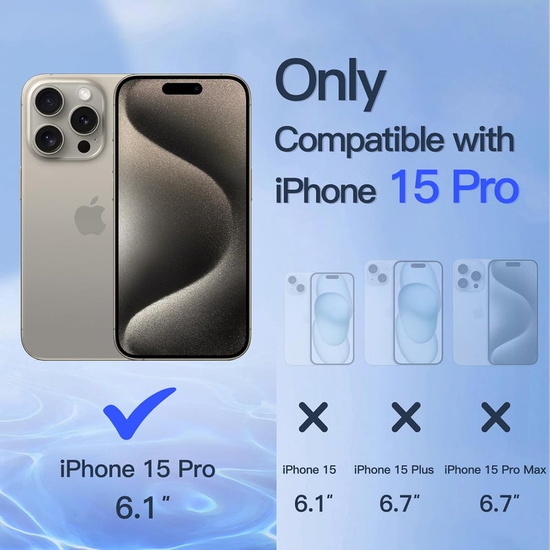جي تيك واقي شاشة كامل التغطية للخصوصية من لجهاز iPhone 15 Pro مقاس 6.1 بوصة، فيلم زجاجي مقاوم للتجسس بحواف سوداء مع أداة تركيب سهلة، متوافق مع الحافظة، عبوة من قطعتين - Image 3
