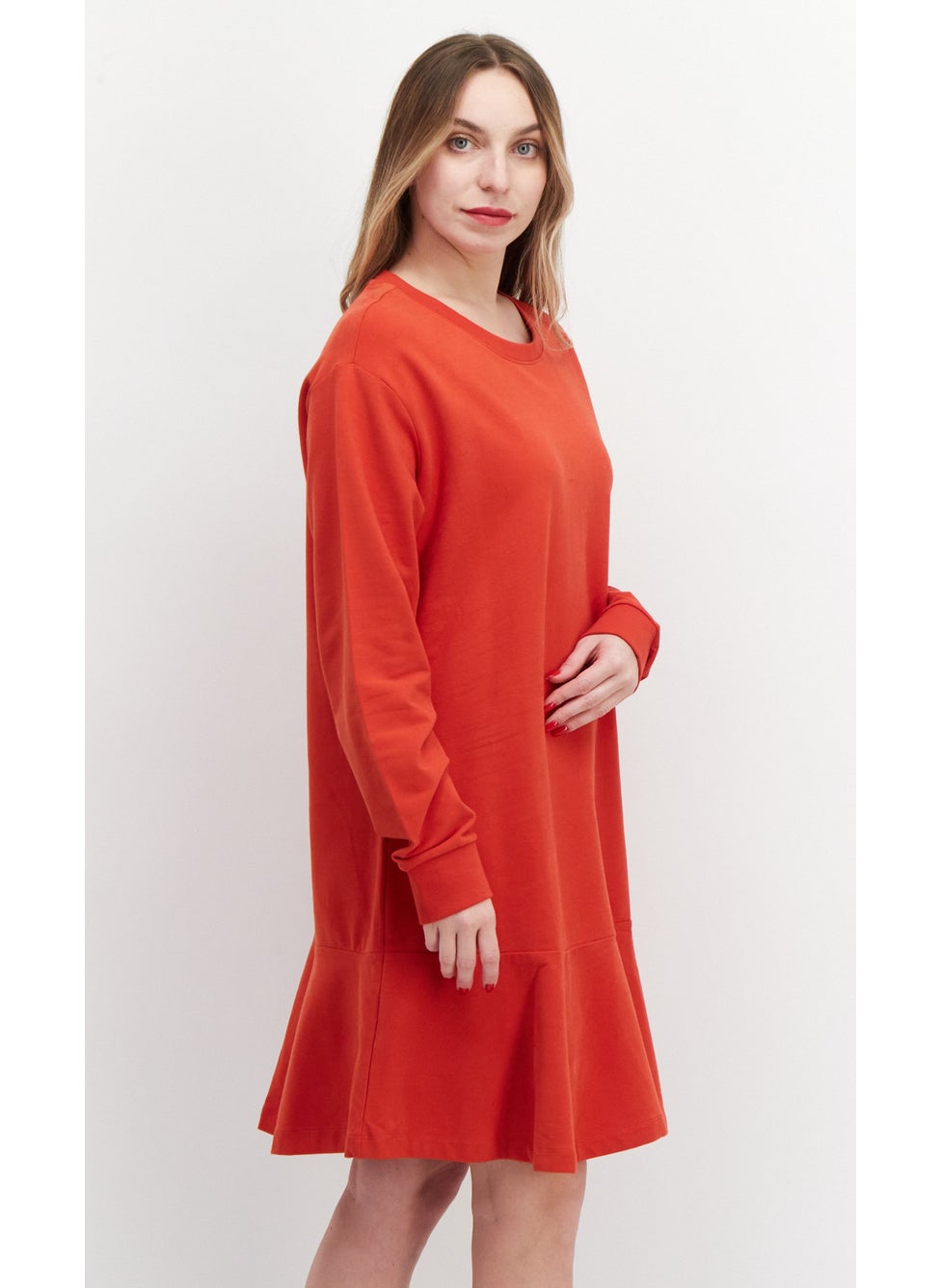 EDC Women Plain Mini Dress, Red  - Image 3
