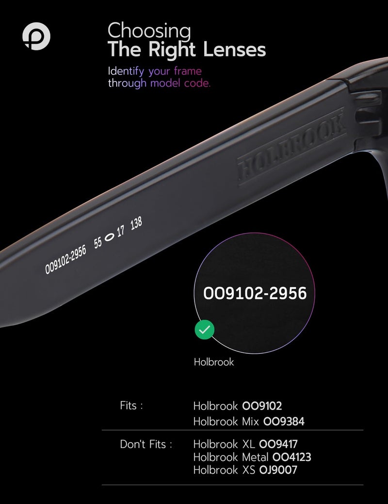 PapaViva Replacement Lenses for Oakley Holbrook OO9102 Sunglass Solid Black Polarized - Image 2