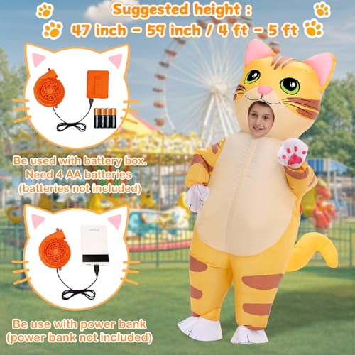 Spinosaurus Inflatable Cat Costume for Kids Thanksgiving Inflatable Costume Halloween Funny Blow Up Yellow Cat Costume for Boys Girls - Image 5
