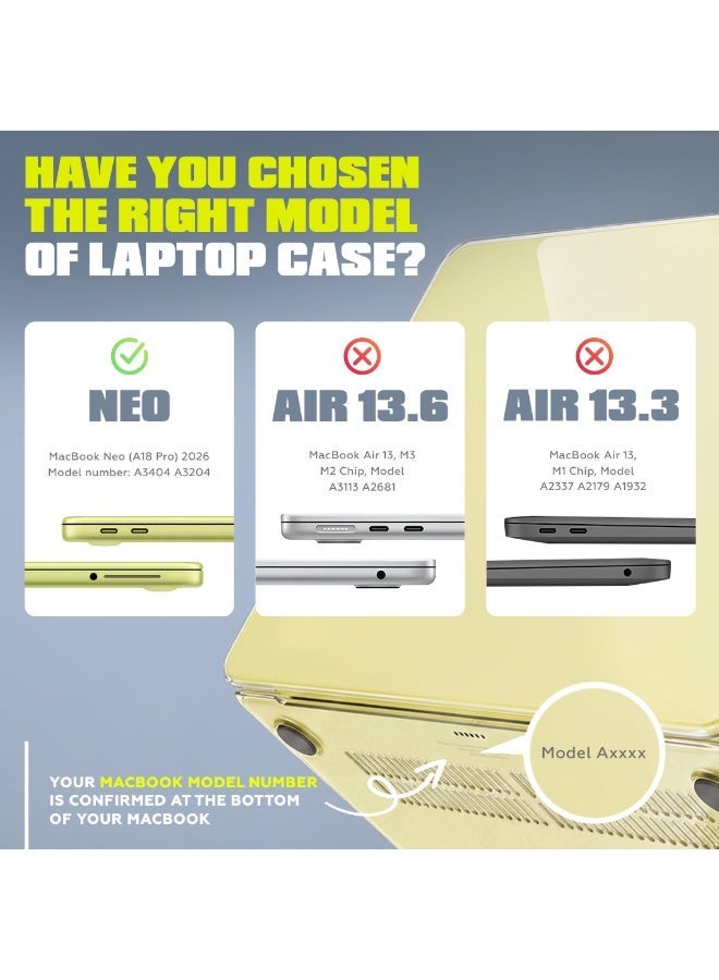 AMROAH for MacBook Neo Case 13 inch 2026 Model A3404 with A18 Pro Chip, Scratch Resistant Protective Hard Shell Case & Keyboard Cover & Screen, Crystal Citrus - Image 3
