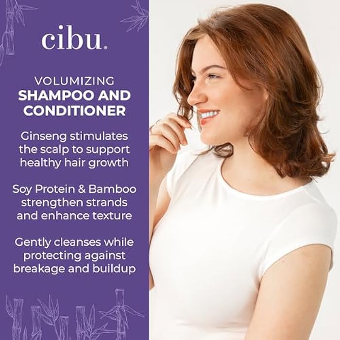 CIBU Volumizing Bundle - Pre-Shampoo Conditioner for Fine Hair Thickening with Ginseng & Sulphate Free Volumizing Shampoo for Women - Moisturizing Fine, Thin, or Normal Hair - 11.03 Ounces - Image 4