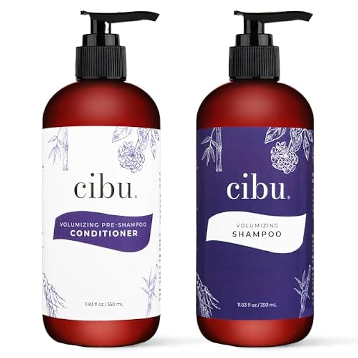 CIBU Volumizing Bundle - Pre-Shampoo Conditioner for Fine Hair Thickening with Ginseng & Sulphate Free Volumizing Shampoo for Women - Moisturizing Fine, Thin, or Normal Hair - 11.03 Ounces - Image 1