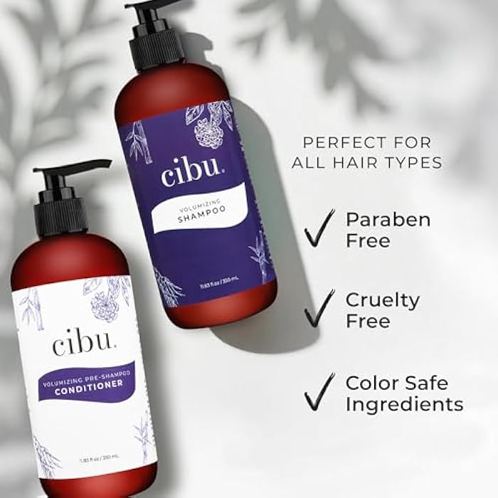 CIBU Volumizing Bundle - Pre-Shampoo Conditioner for Fine Hair Thickening with Ginseng & Sulphate Free Volumizing Shampoo for Women - Moisturizing Fine, Thin, or Normal Hair - 11.03 Ounces - Image 3