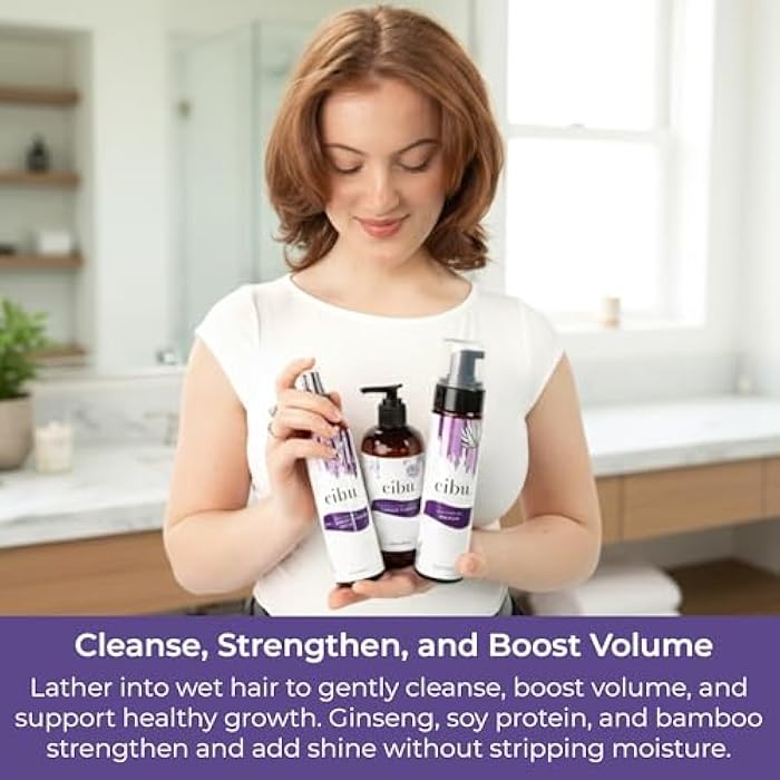 CIBU Volumizing Bundle - Pre-Shampoo Conditioner for Fine Hair Thickening with Ginseng & Sulphate Free Volumizing Shampoo for Women - Moisturizing Fine, Thin, or Normal Hair - 11.03 Ounces - Image 5