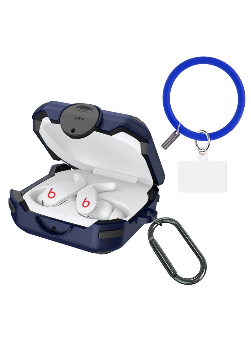 Beats Fit Pro Case with Keychain and Anti-Drop Bracelet, Secure Silicone Protector Compatible with Beats Fit Pro 2021, Blue - Image 1