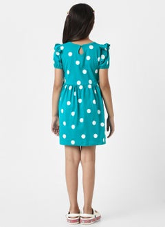 Nautinati Nautinati Girls’ Blue Jersey Cotton Polka Dot Dress  - Image 3