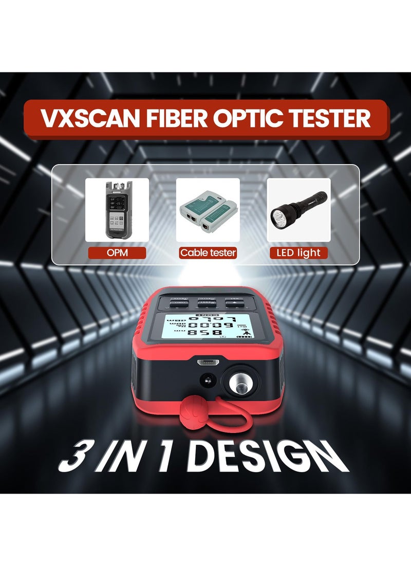 Portable Fiber Optic Tester with Power Meter and Network Test, USB Rechargeable, Universal Interface for FC SC ST, LED Light Feature - Image 2