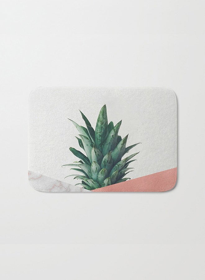 NIBEMINENT Pineapple Leaf Printed Anti-Skid Doormat White/Green/Pink 40 x 60cm