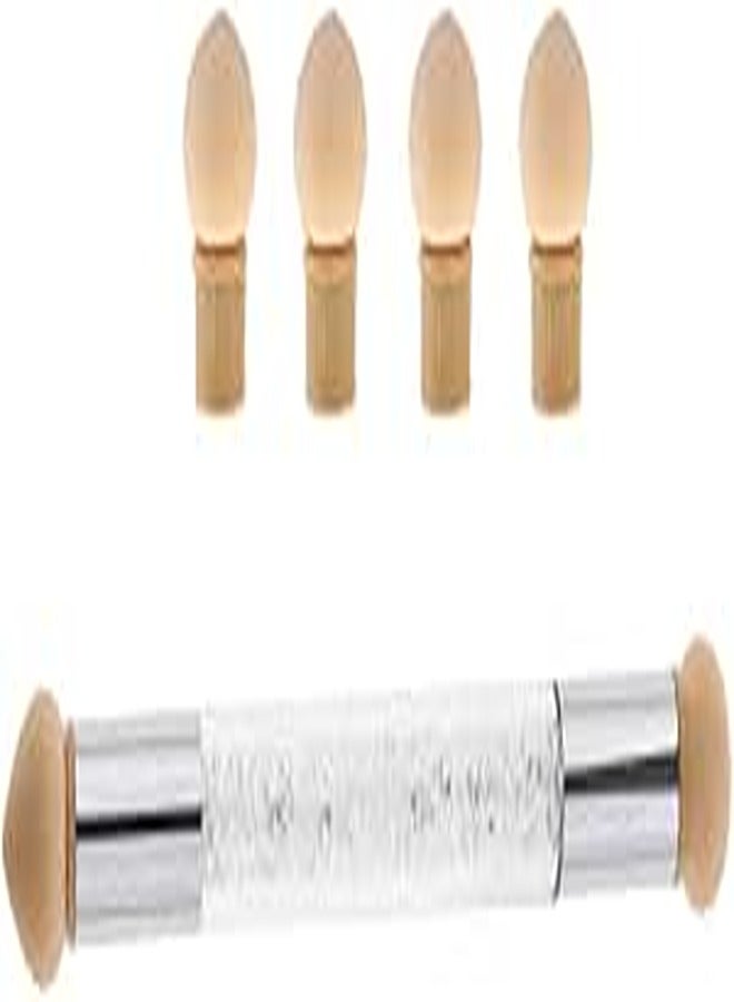 Shlobal Nail Art Brush, Dual Tipped Ombre Nail Art Sponge Brush for DIY Gradient Blooming UV Gel Nails - White