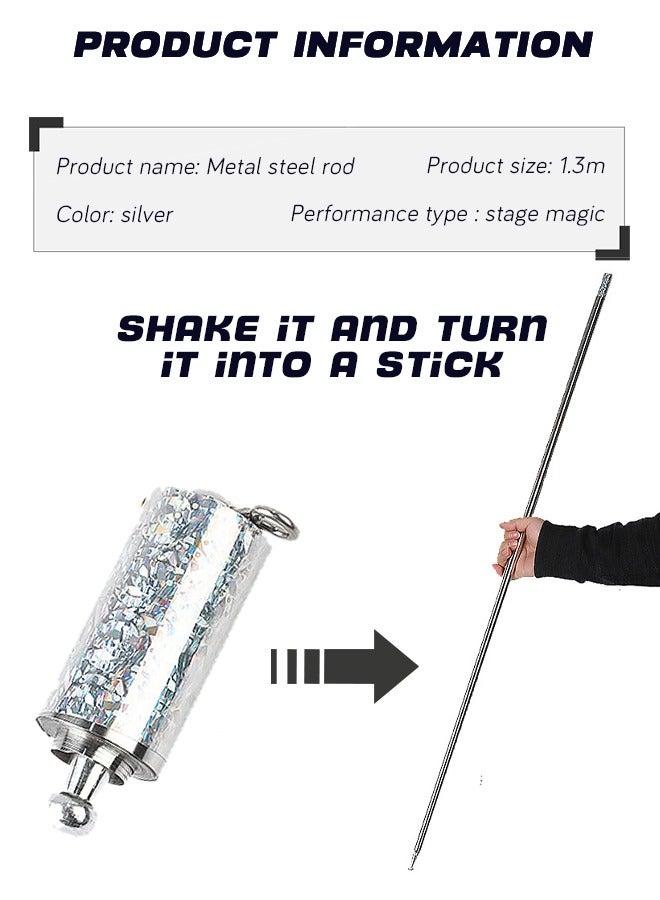 DURKU Magic Wand for Professional Magicians - Stage and Street Performances - Silver Appearing Cane - Adjustable Length of 130cm - Image 2