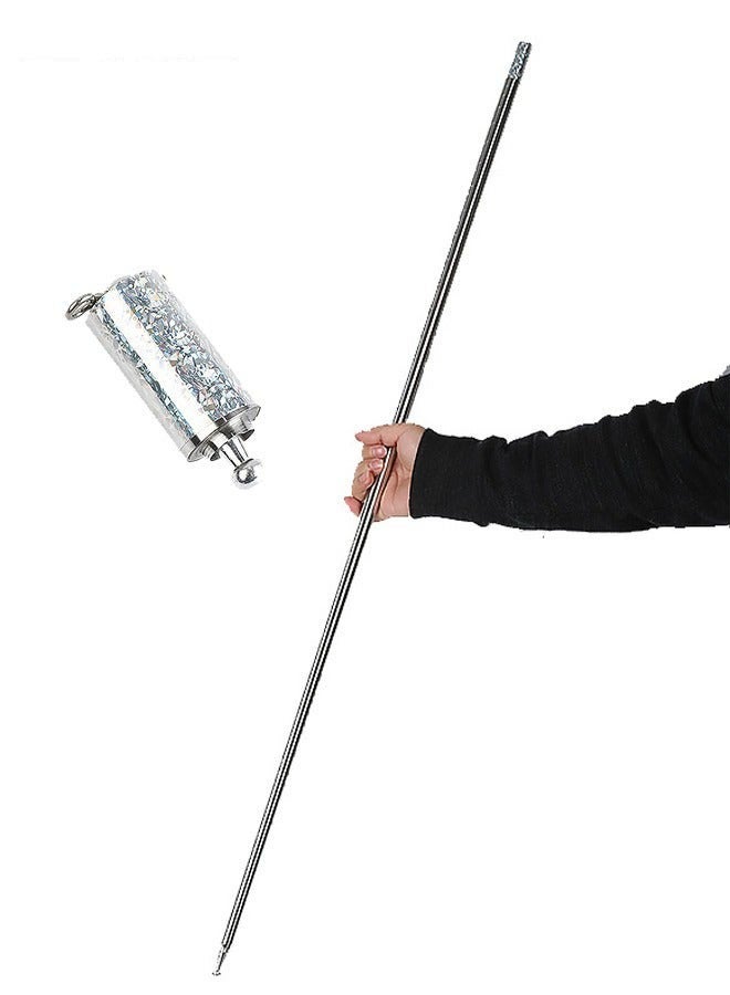 DURKU Magic Wand for Professional Magicians - Stage and Street Performances - Silver Appearing Cane - Adjustable Length of 130cm - Image 1